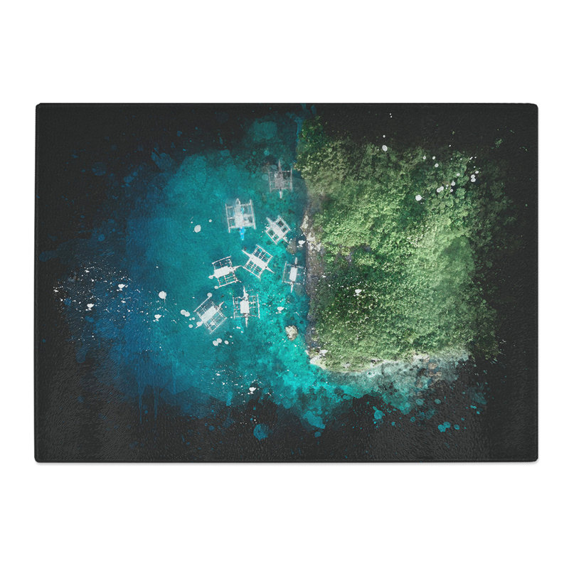 Boats in Cebu Philippines Paint Splash Chopping Board, 0.4cm H x 28.5cm W x 39cm L