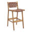 Chaise de bar 29 po en cuir brun et bois massif