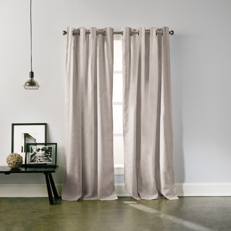 Taupe Beige Polyester Grommet Curtain Panel, 63"