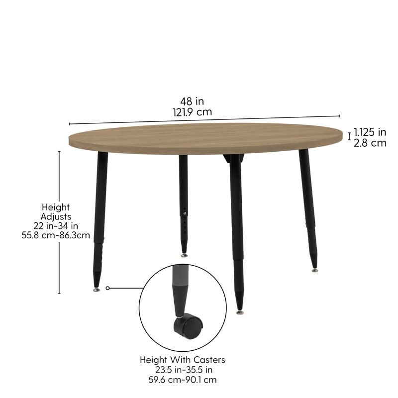 Table d'activité 48 po Adapte, 48 po x 36 po, Chêne Pasadena / noir
