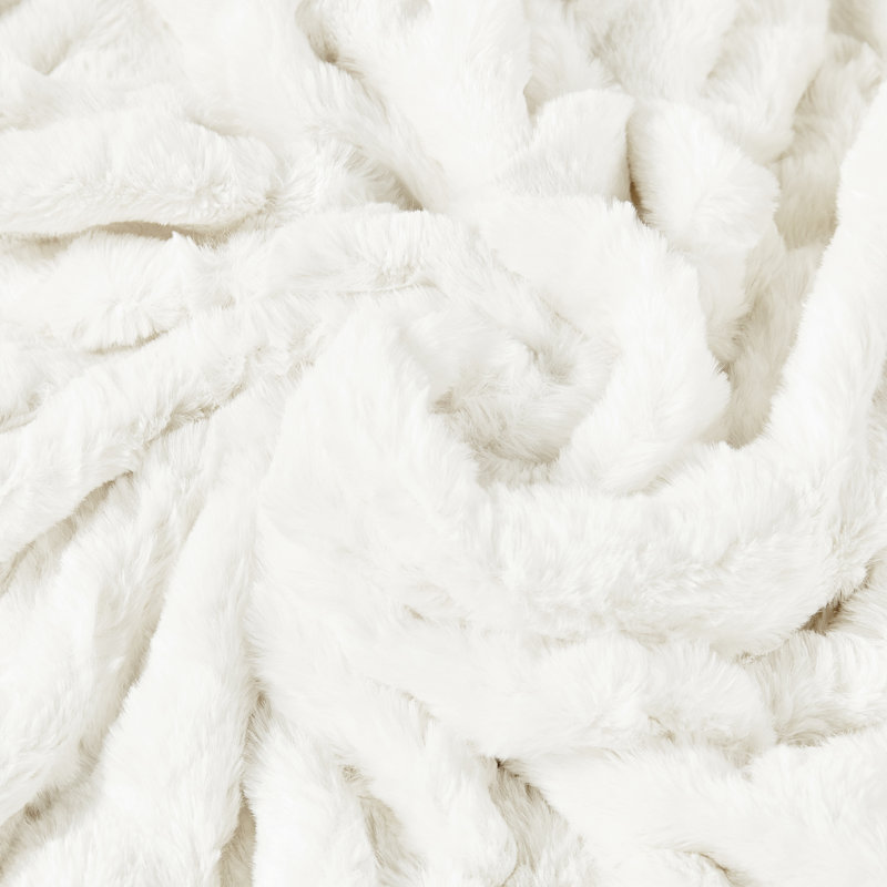 Knitted Throw Blanket, Cloud Dancer, 152.4cm W x 203.2cm L