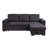 Ollie 95"W Black Woven Fabric Reversible Sleeper Sectional Sofa With Storage Chaise Cup Holder Charging Ports And Pockets