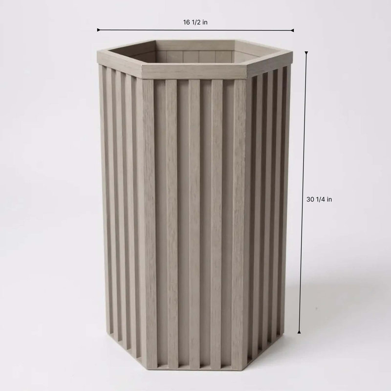 Jardinière à colonne hexagonale SM, Gris brun, H 30,25 po x l 16,50 po x P 14,38 po