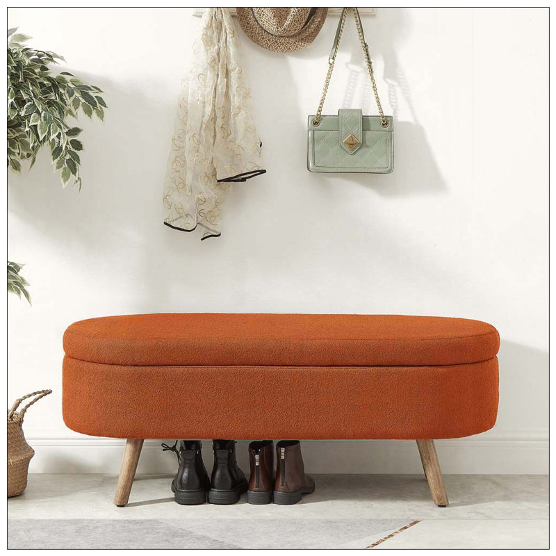 Banc de rangement avec repose-pieds ovale, Orange