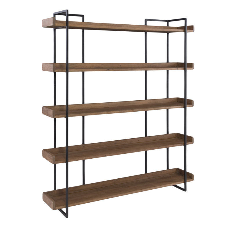 Berrien Solid Wood Etagere Bookcase, (5 Shelves) 75.5" H x 68" W x 13.5" D
