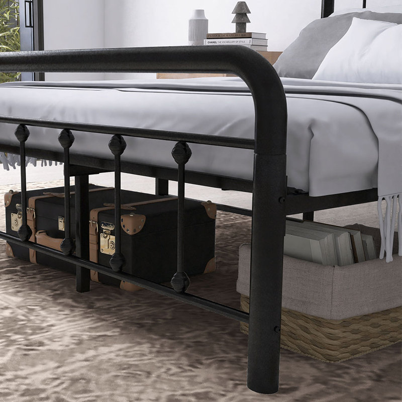 Metal Platform Bed Frame with Industrial Style Iron-Art Headboard/Footboard/Heavy Duty Frame/Under Bed Storage/No Box Spring Needed by Buckmaster