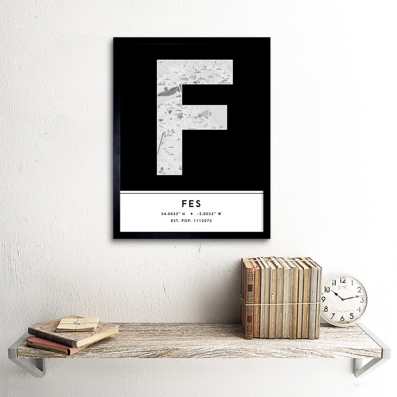Fes City Map Fes Morocco City Map - Single Picture Frame Typography