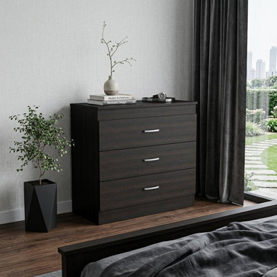 Commode 32 po à trois tiroirs noire