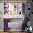 Lacorsha Makeup Vanity Set with LED Mirror ,Vanity Desk Stool with Power Outlet,2 Drawers,6 Shelves with Brightness Lighting, 1 Hair Dryer Holder-740935630
