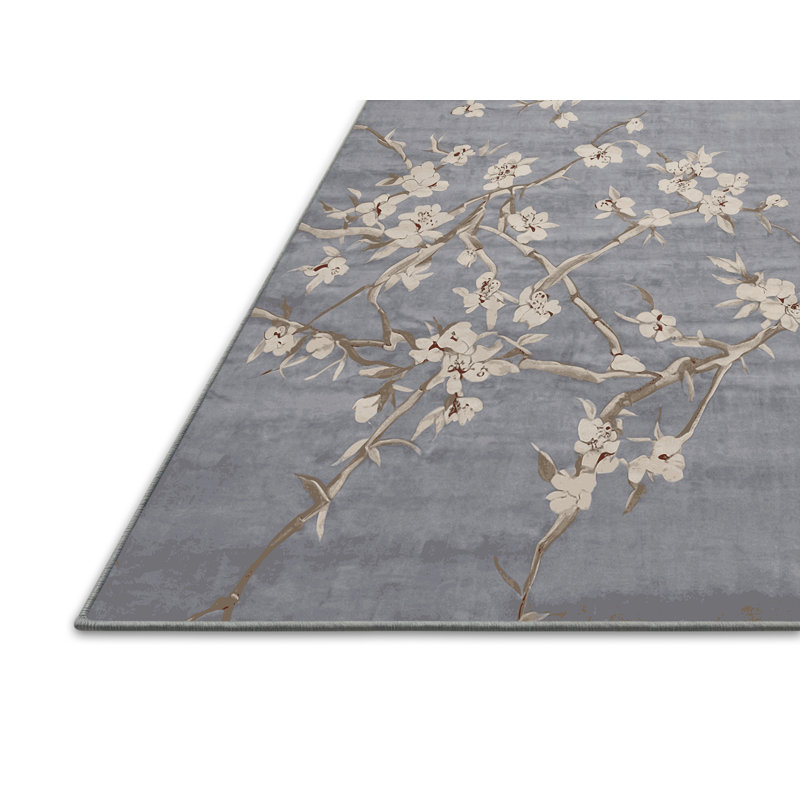 Tapis bleu soyeux et moelleux, Rectangulaire 3 pi x 5 pi