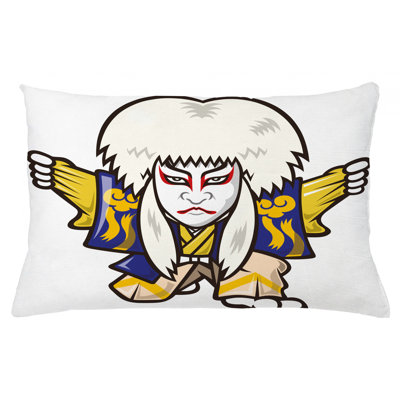 Kabuki Mask Indoor/Outdoor Throw Pillow Cover