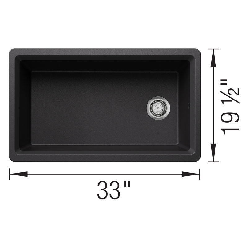 Inteos SILGRANIT 33" Single Bowl Reversible Undermount Workstation Kitchen Sink, Anthracite