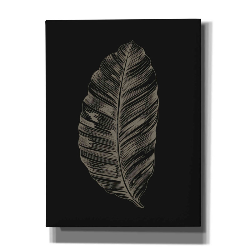 «Jill Black Leaf On Canvas» par Design Fabrikken, reproduction, H 16 po x l 12 po x P 0,75 po