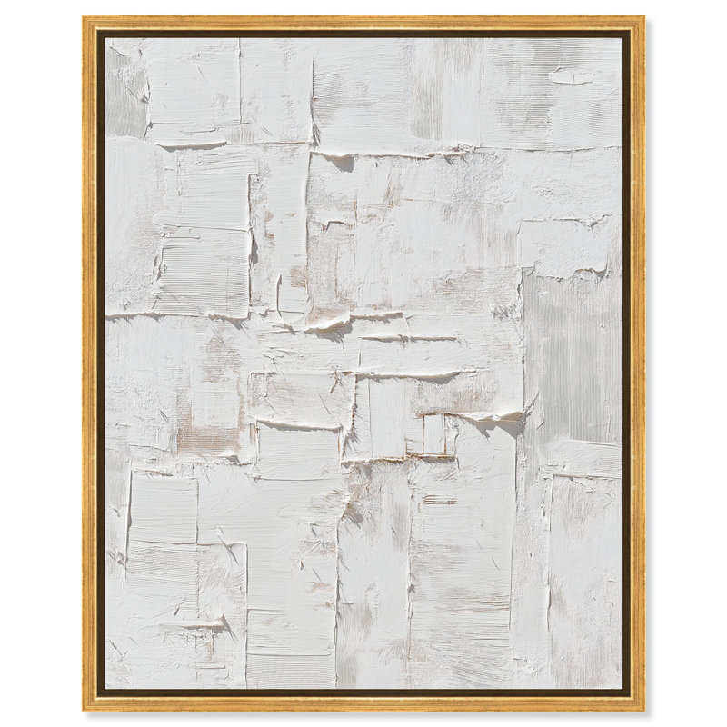 «White Palimpsest Surface I Boho», reproduction d'art sur toile par Art Remedy, H 16 po x l 20 po, Cadre doré