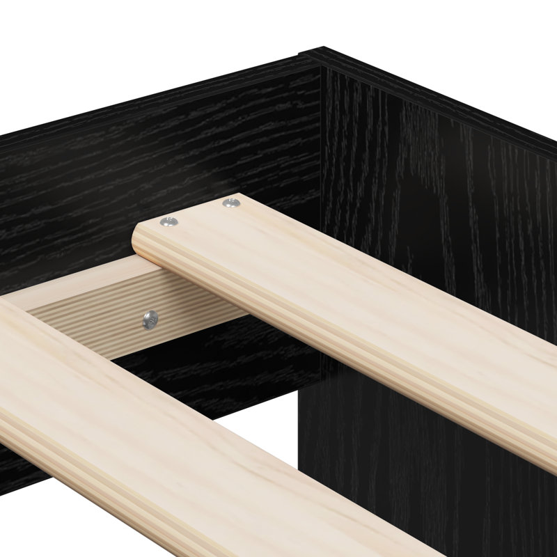 Vidaxl Storage Bed Frame, European Single (90 x 200 cm), Black Oak