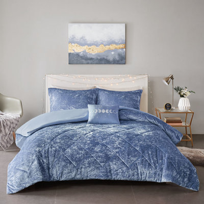 Luxurious Periwinkle Blue Velvet Duvet Cover With Pillow - Full/Queen, Cozy For Full/Queen Bed Prestigious Luxury Flair