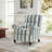 Ameiah Upholstered Farmhouse Navy Stripped Manual Push Back Recliner with Solid Wood Legs-1477860568