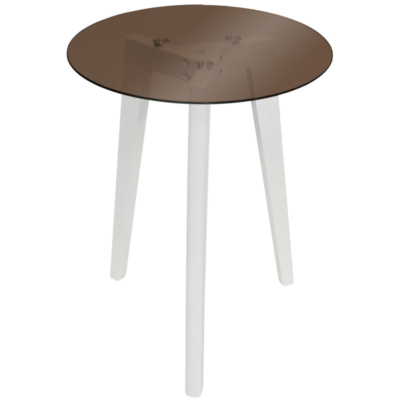 Glass Top End Table, Tinted, White