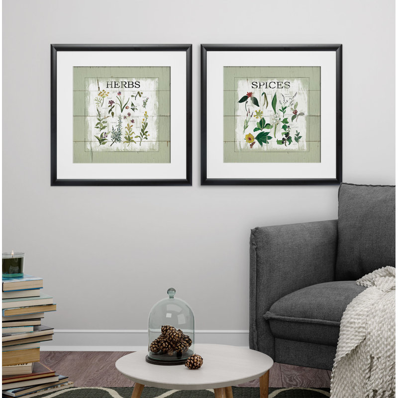 " Shiplap Herbs " 2 - Pieces, Black Framed