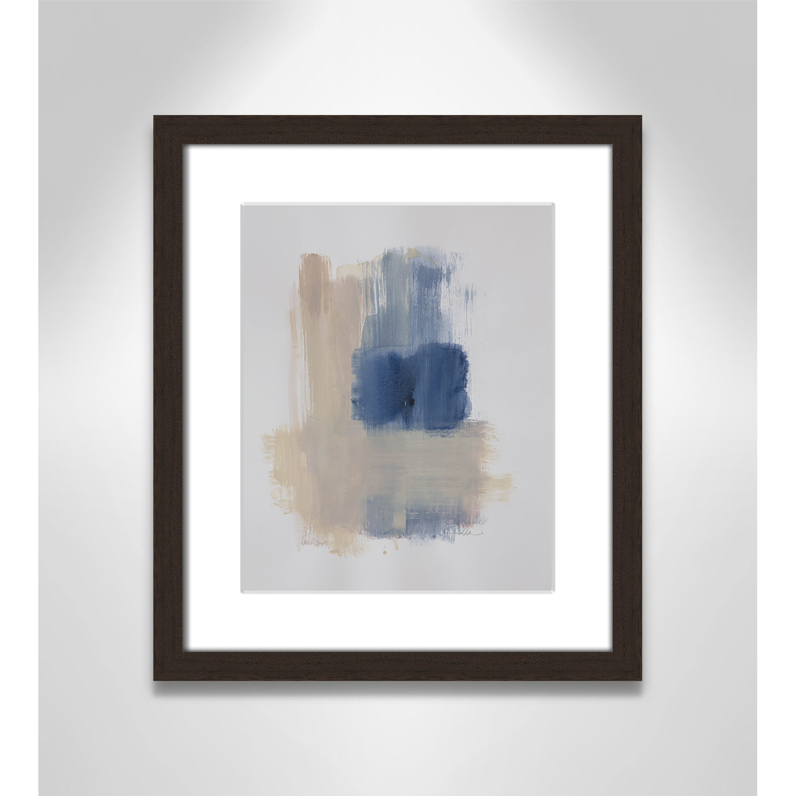 Macathurn "Powder Room Wash III" Print, 15" H x 13" W x 1.25" D, Walnut Matted Picture Framed