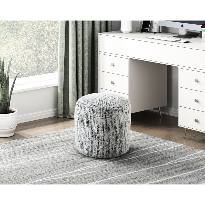 Cylindrical Pouf With Zipper Closure And 100% Chenille Fabric 16" X 17"H For Versatile Home