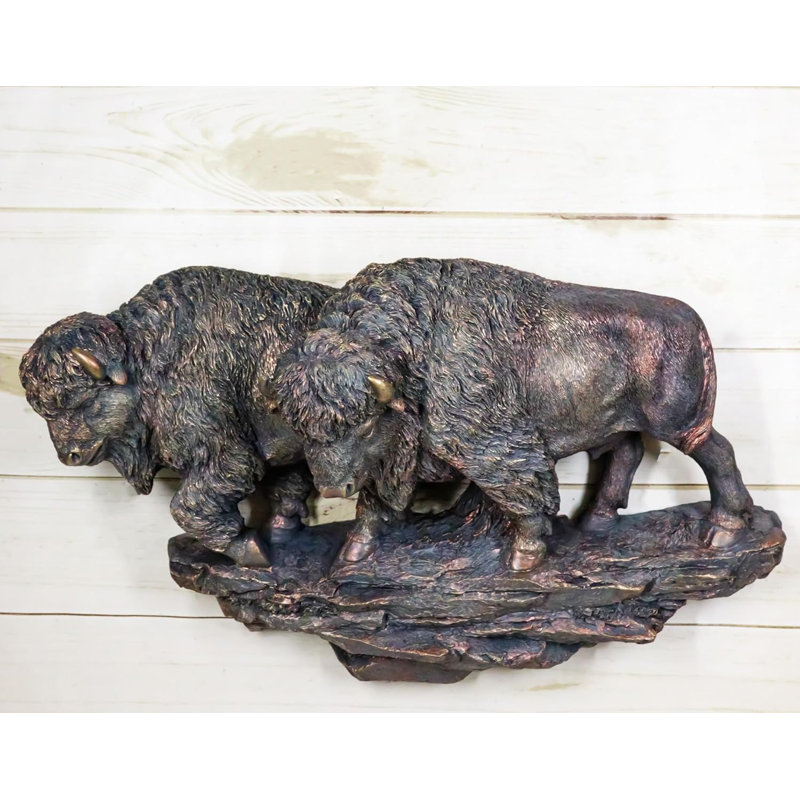 Faux bronze amérindien brun Bison Buffalo Herd