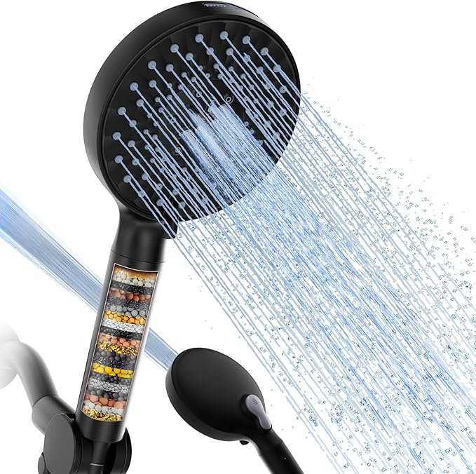 Head with Handheld, High Pressure 9 Spray Mode Showerhead with Filters,detachable shower head,Water Softener Filters Beads for Hard Water -Remove Chlorine