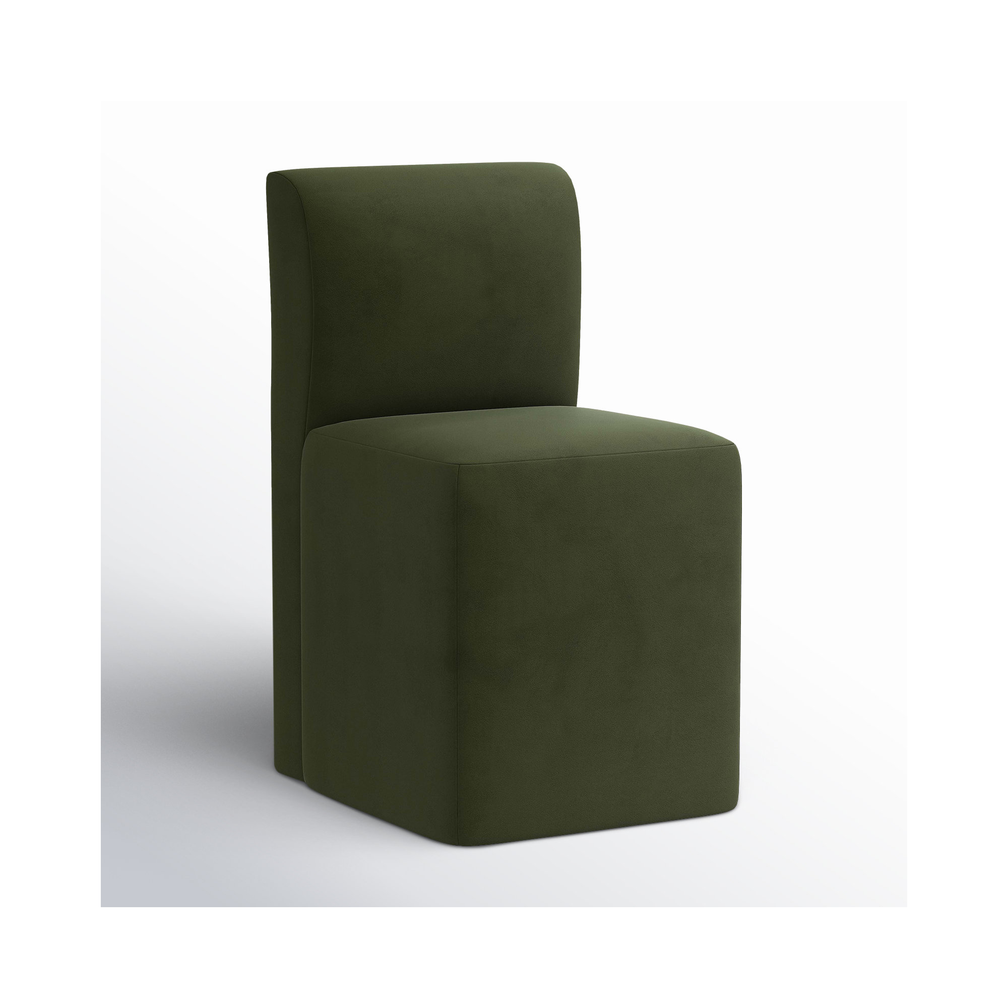 Mendy Upholstered Parsons Chair, Classic Loden Velvet