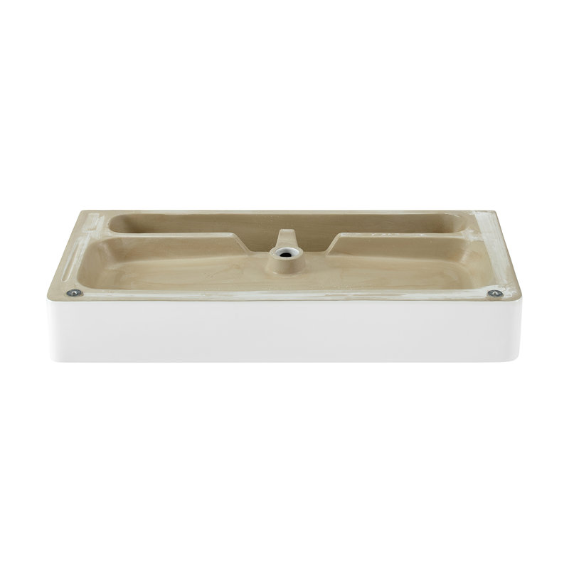 Carre Claire 40 Ceramic Console Sink Matte Black Basin, White/Black