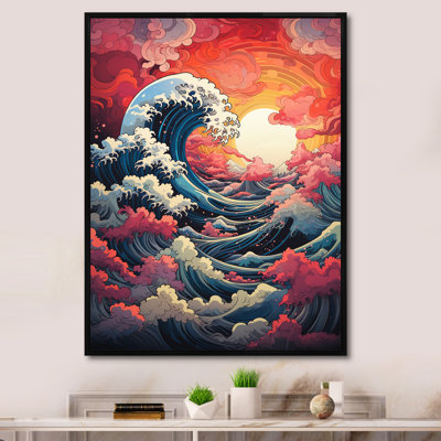 Coucher de soleil japonais sur les vagues de Kanagawa 3 - Art mural japonais