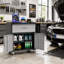 Armoire de rangement en métal robuste de 34,65 po avec tiroir et portes verrouillables, armoire de sécurité mobile de 320 lb avec tablette réglable, clôture surélevée et roulettes verrouillables pour garage, atelier et bureau, noir / gris