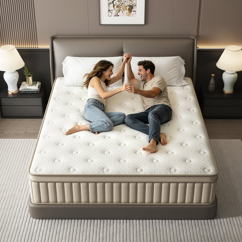 10"/12"/14" Medium Cooling Hybrid Mattress in a Box with Individually Wrapped Pocket Coils, Pressure Relief & Motion Isolation