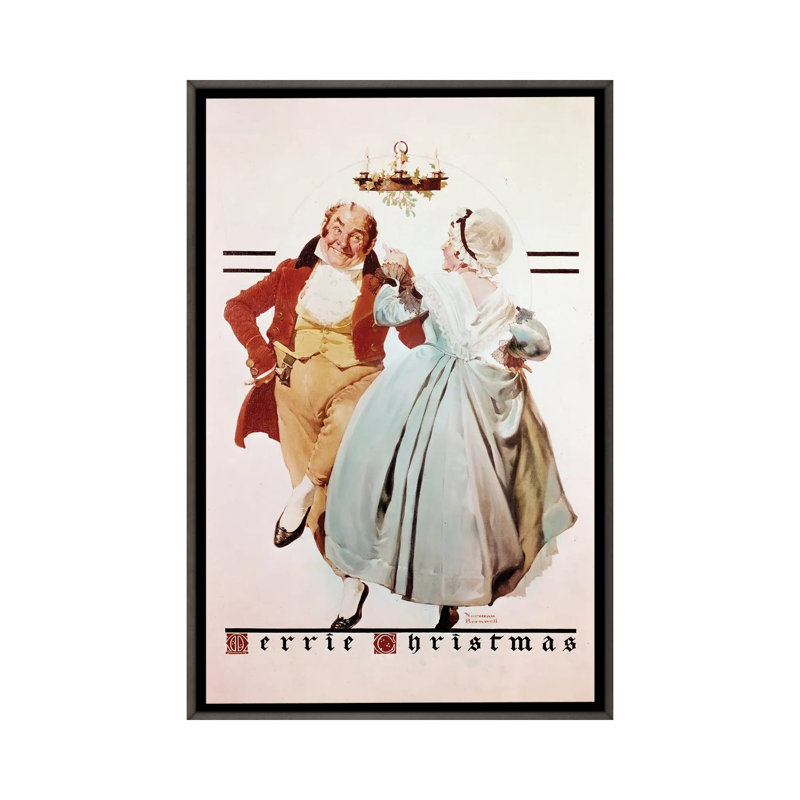 «Couple Dancing Under Mistletoe», reproduction d'art sur toile encadrée, H 60 po x l 40 po, Gris