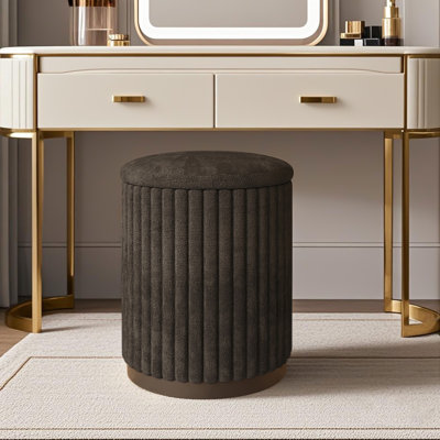 1pc Makeup Stool Round Stool Bedroom Modern Simple Storage Makeup Chair Low Stool Dressing Table Stool