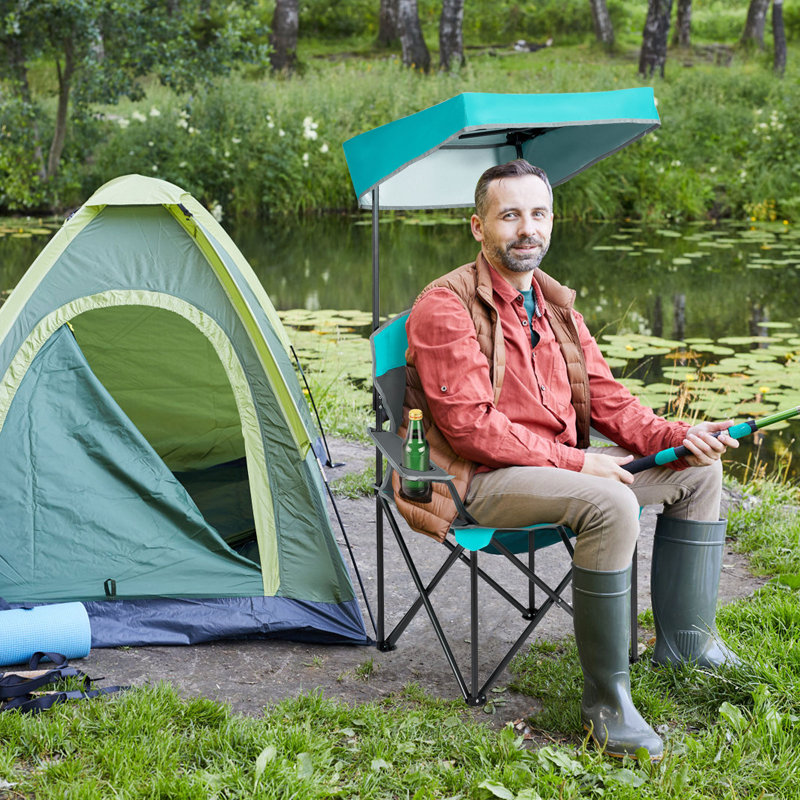 Daddario Folding Camping Chair, Turquoise/Grey