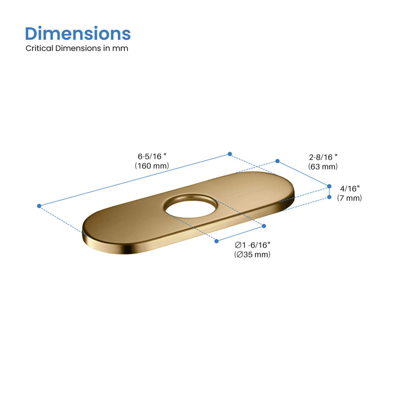 6" Bathroom Faucet Hole Cover, Brushed Brass