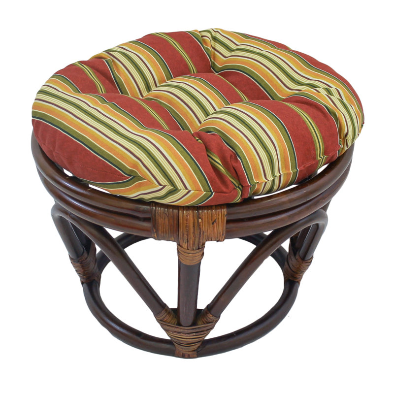 Outdoor 4'' Ottoman Seat Cushion, Orange/Yellow