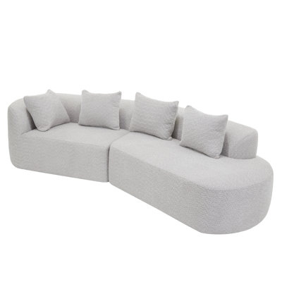 116" Modern Curved Sectional Sofa With High-Density Fully Compressed Sponge And Chaise Lounge, Pearl Upholstery, 2-Piece Set, Fully Assembled Right Hand Facing, Perfect For Living Room, Lounge