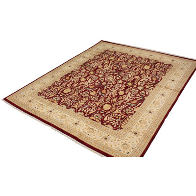 Tapis décoratif en laine de couleur Bourgogne foncé de conception unique noué à la main New Age 12 pi 1 po X 14 pi 10 po
