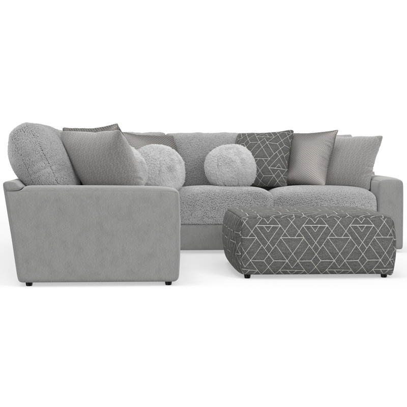 Canapé modulaire 3 pièces avec coussins de siège personnel Stafford, coussins décoratifs inclus et repose-pieds cocktail