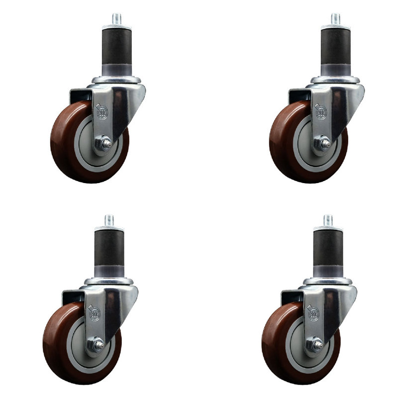 Ensemble de roulettes extensibles pivotantes Poly Poly SCC NB 3,5 po x 1-5 / 8 po, Marron