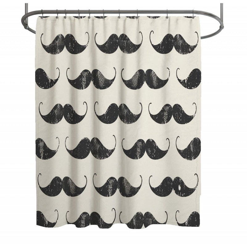Rideau de douche moustaches - Décoration de salle de bain tendance, H 73 po x l 70 po