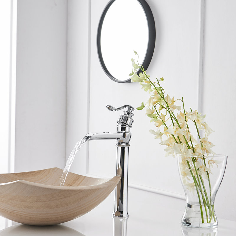 Waterfall Single Hole Single-Handle Vessel Bathroom Faucet, Polished Chrome