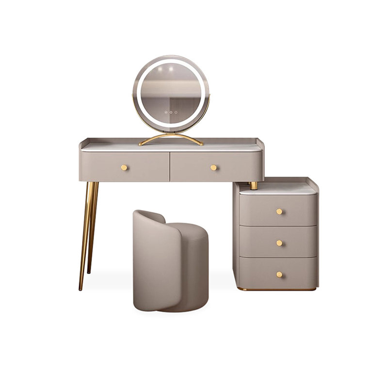 Coiffeuse avec miroir lumineux, 5 tiroirs, 1 chaise, L 43,31 po x P 15,75 po x H 31,5 po