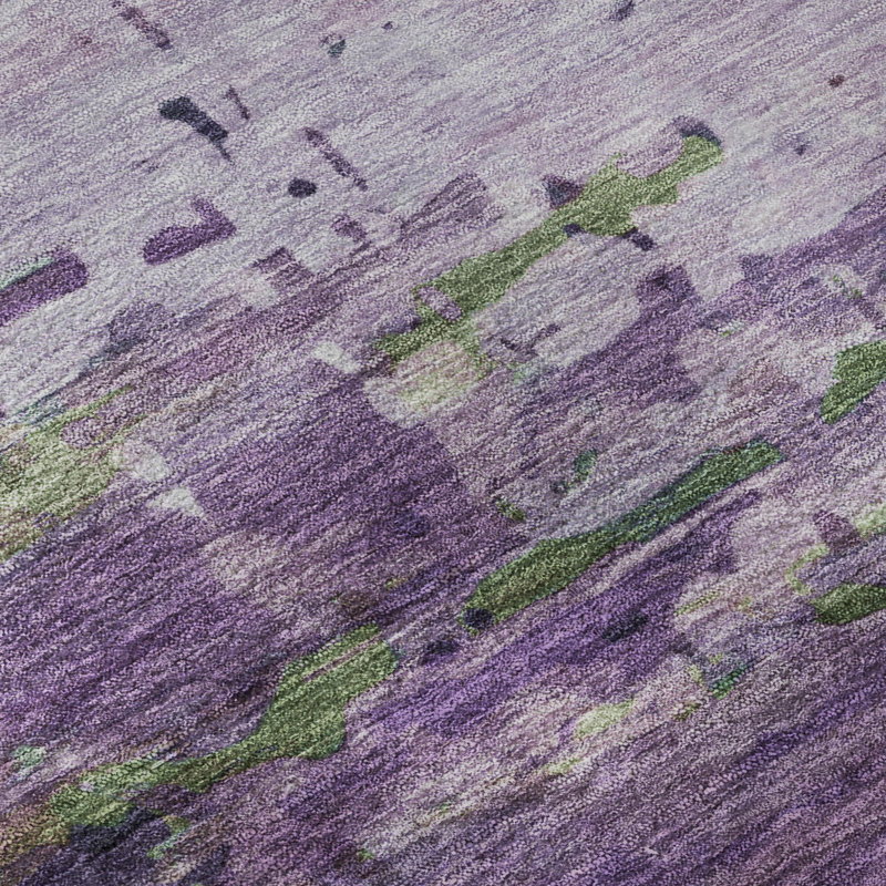 Tapis abstrait lavable à la machine de qualité supérieure Mayfield AMF2035, 1 pi 8 po x 2 pi 6 po, Mauve
