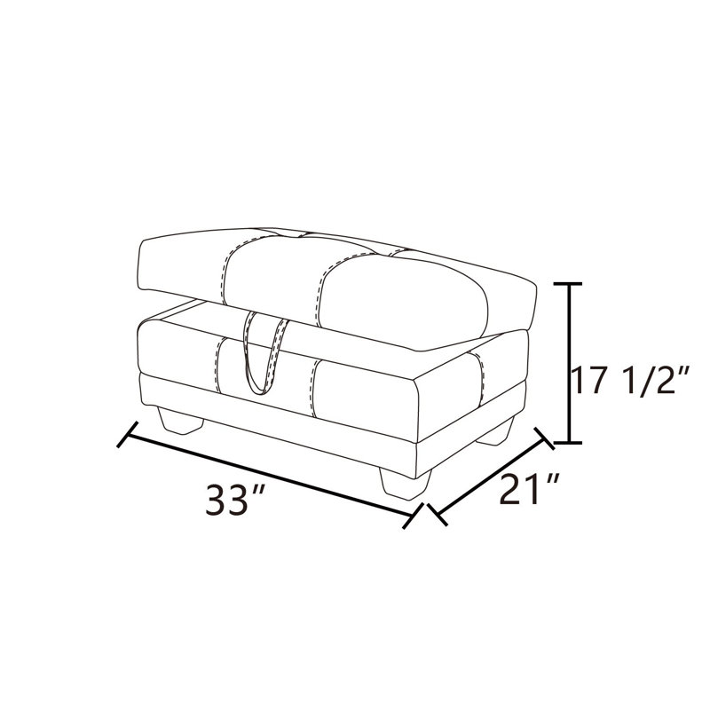33-Inch Wide Linen Storage Ottoman, Black