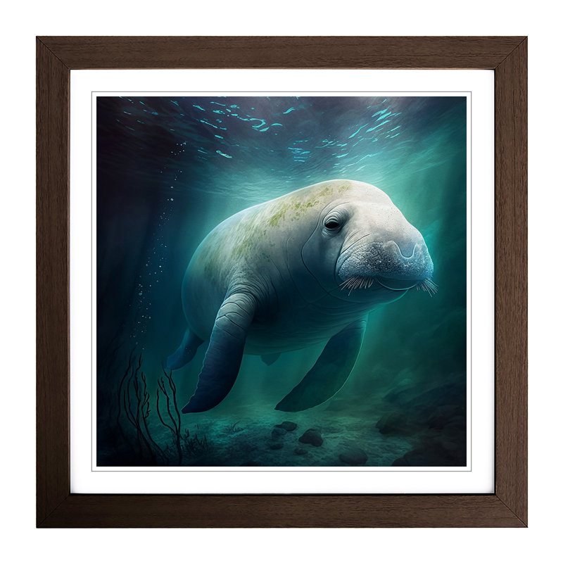Manatee Conceptual Art - Framed Print, Walnut