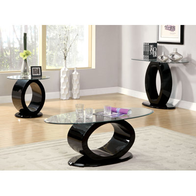 Rehberg 3 - Piece Glass Top Living Room Table Set