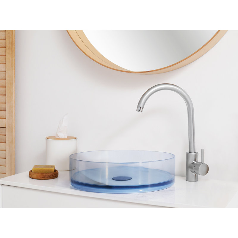 Ivy Bronx Caue 36mm L x 36mm W Solid Surface Circular Sink, Blue