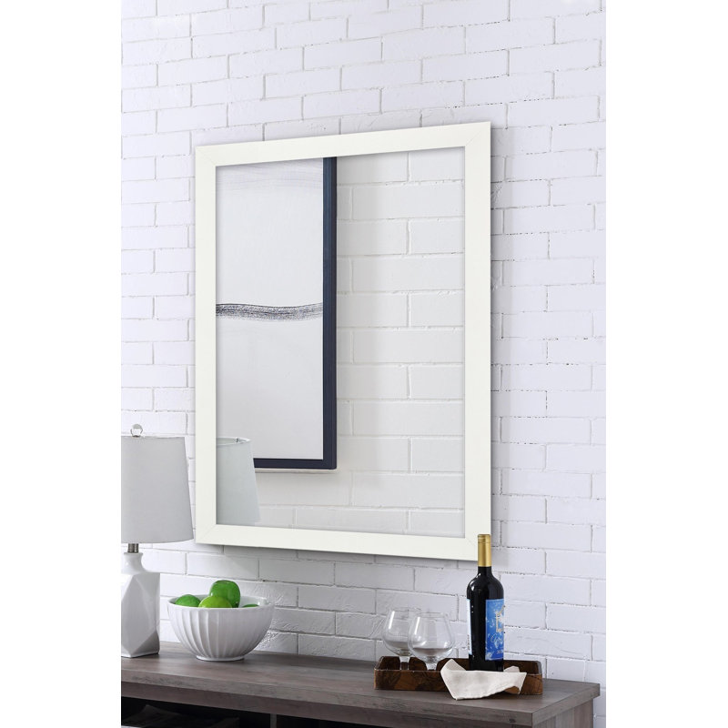 Miroir mural Modern Modern, blanc, 15,7 po x 21,7 po | Cadre 100% plastique, épaisseur: 1,2 po | Design élégant, épaisseur de miroir de 4 mm | Parfait pour la décoration intérieure et les intérieurs contemporains